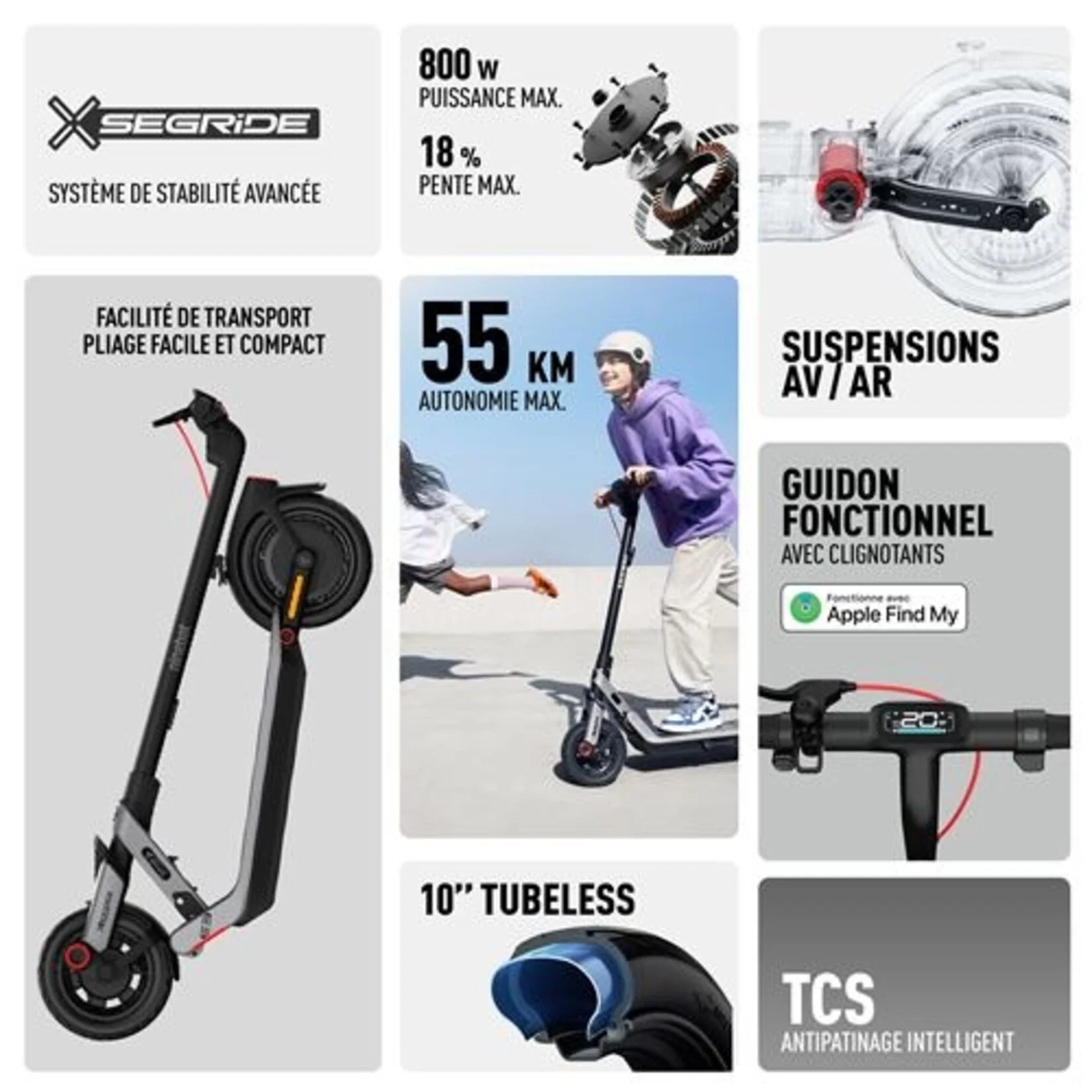 Trottinette électrique Ninebot E3 E - Caractéristiques - TrottinUp La Réunion
